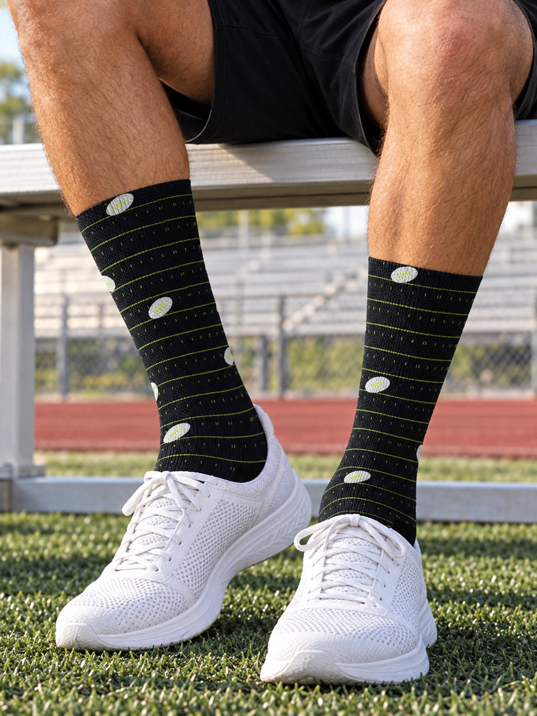 Football Volt Night Gridiron Athletic Crew Socks, lifestyle photo
