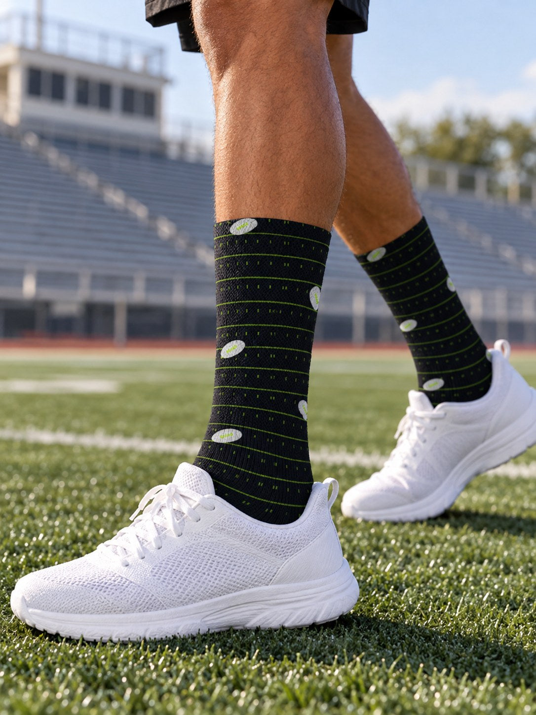 Football Volt Night Gridiron Athletic Crew Socks, lifestyle detail
