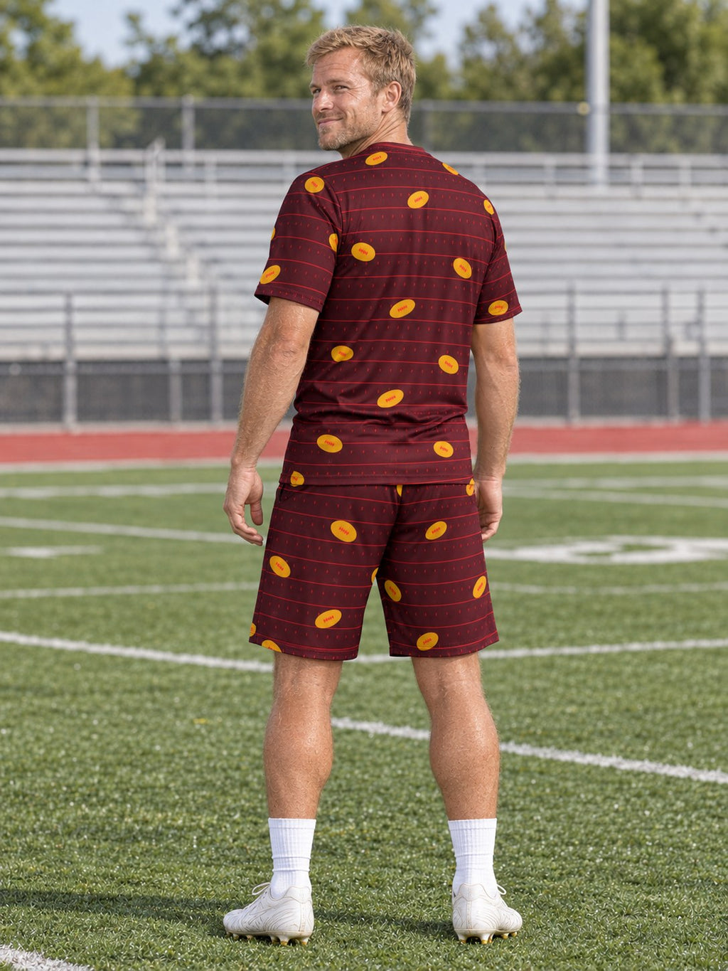 Football Crimson Blaze Gridiron Men's Sports Jersey, back view