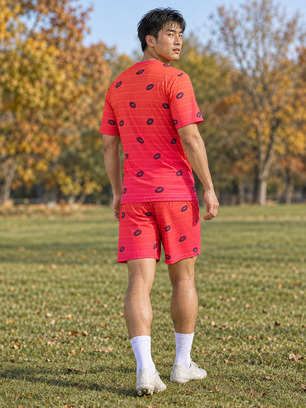 Football Sunset Fade Gridiron Men's Sports Jersey, back view