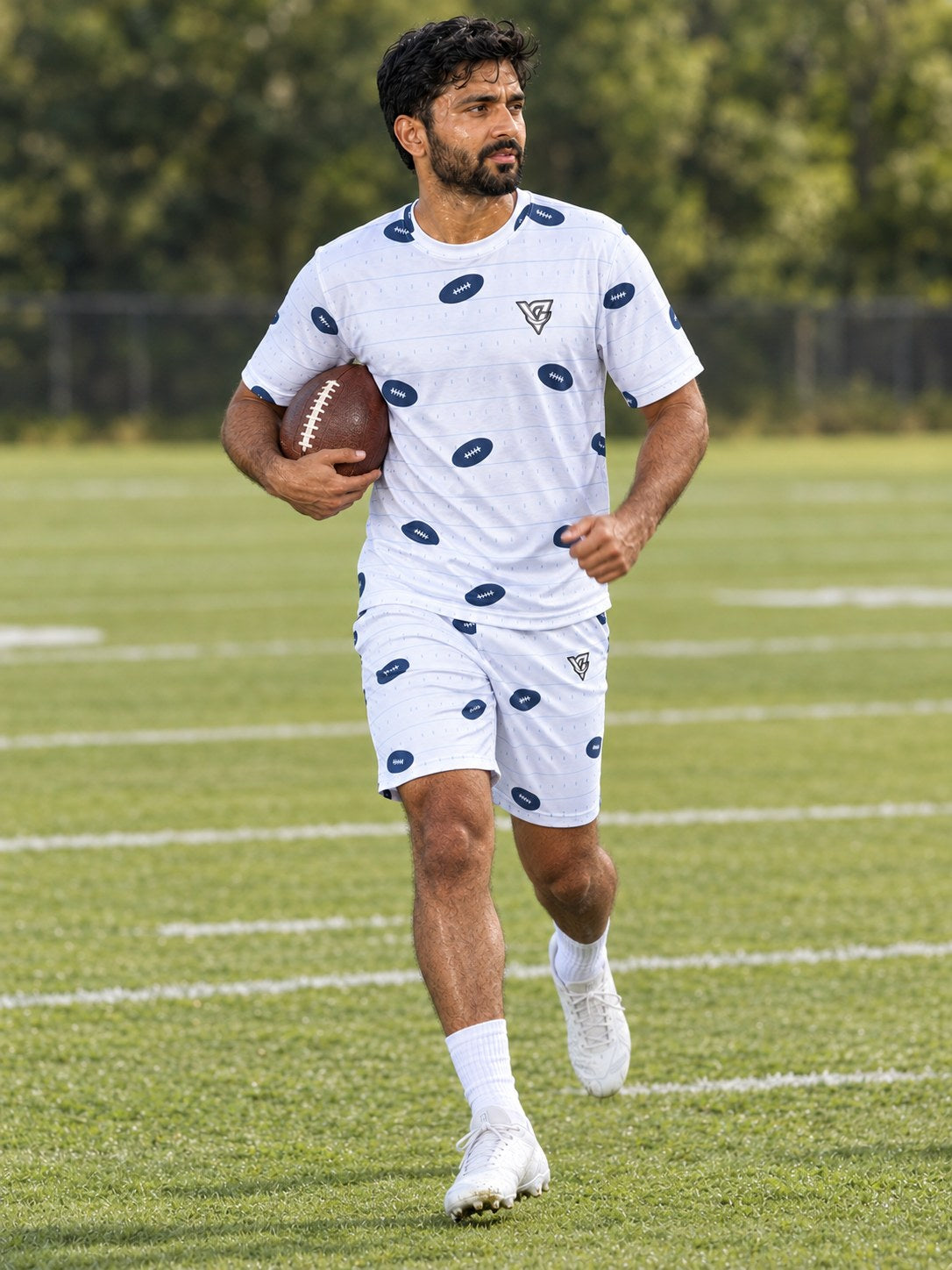 Football Arctic White Gridiron Men's Sports Jersey, in action