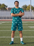 Football Teal Wave Gridiron Men's Sports Jersey, front view