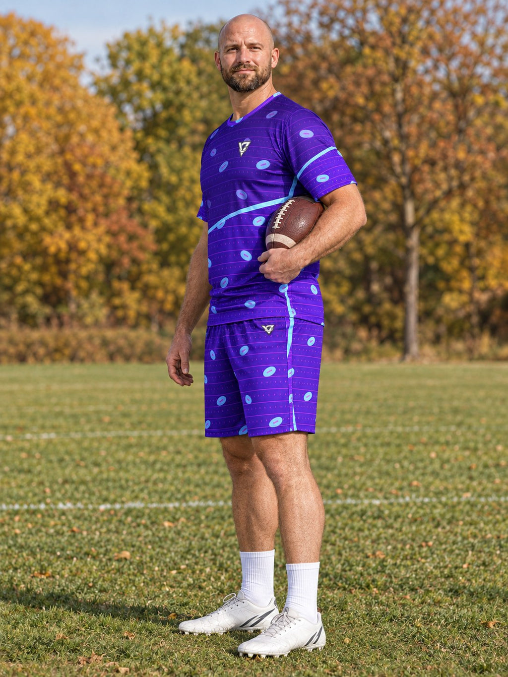 Football Ultra Violet Gridiron Men's Athletic Shorts with Pockets, side view