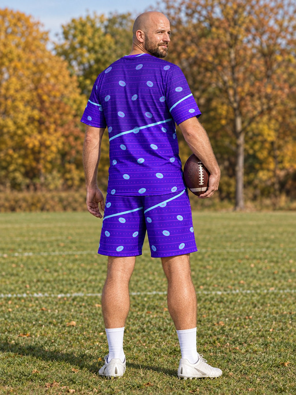 Football Ultra Violet Gridiron Men's Athletic Shorts with Pockets, back view