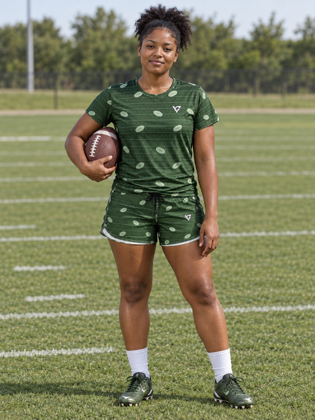 Football Forest Camo Gridiron Women's Sports Jersey, front view