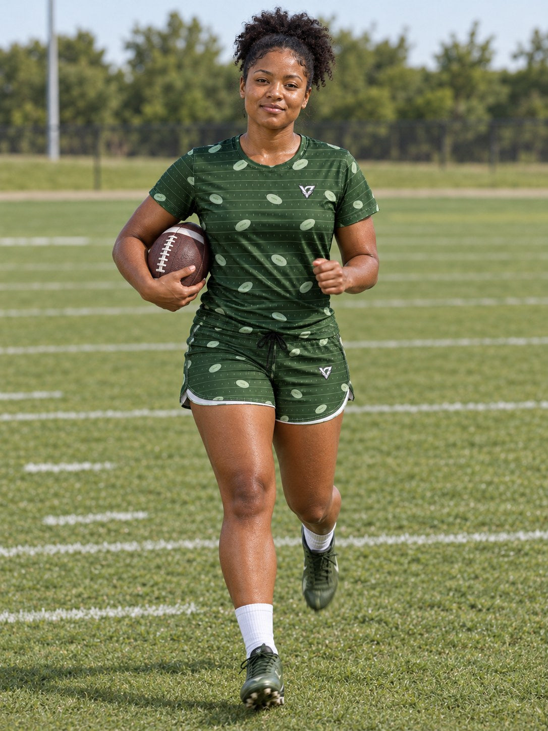 Football Forest Camo Gridiron Women's Sports Jersey, in action