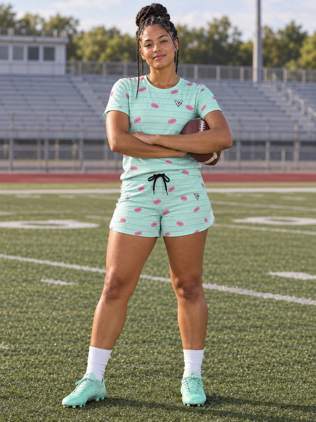Football Mint Glow Gridiron Women's Sports Jersey, front view