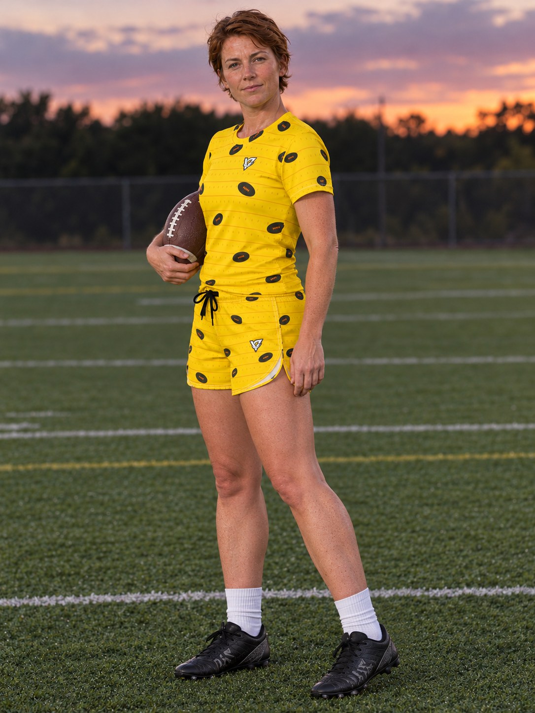 Football Neon Citrus Gridiron Women's Sports Jersey, side view