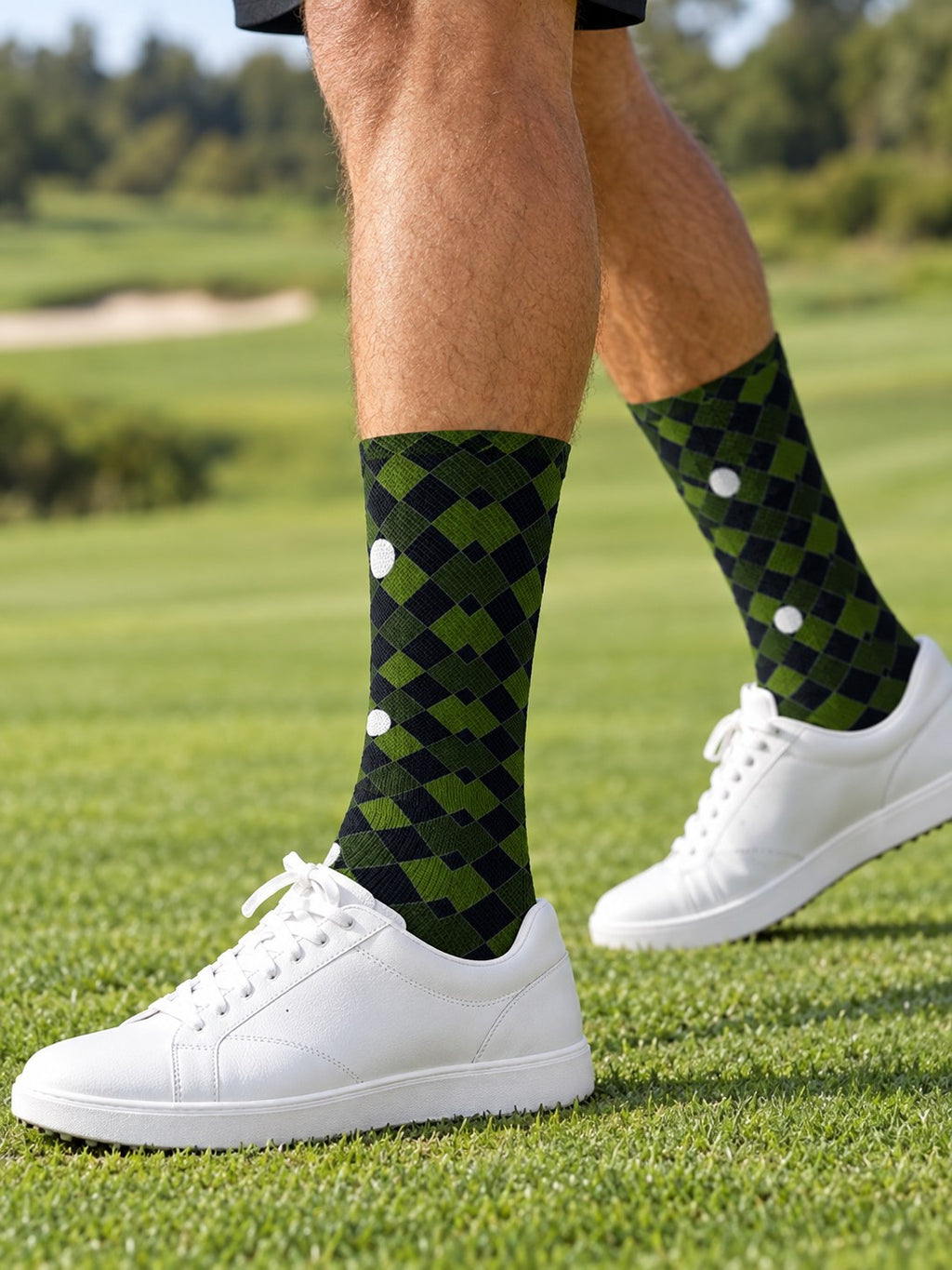 Golf Volt Night Dimple Links Athletic Crew Socks, lifestyle detail