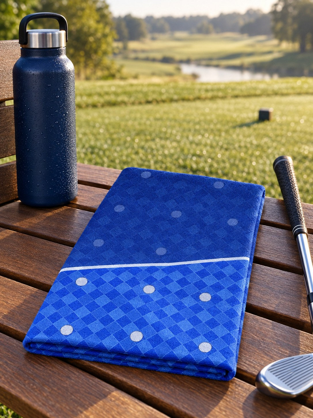 Golf Royal Ice Dimple Links Rally Towel, lifestyle detail