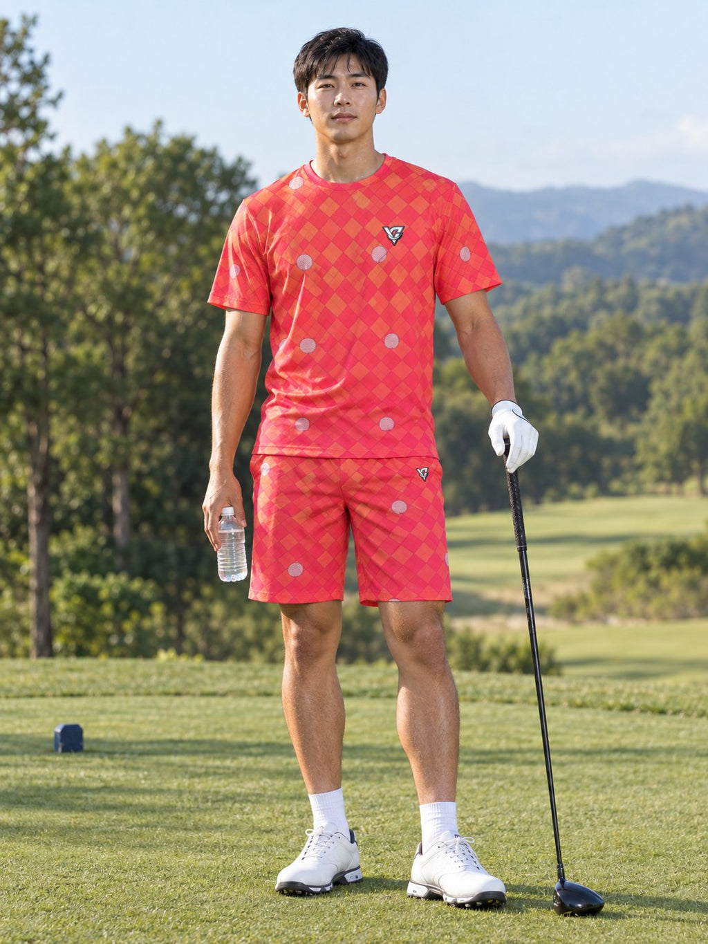 Golf Sunset Fade Dimple Links Men's Sports Jersey, front view
