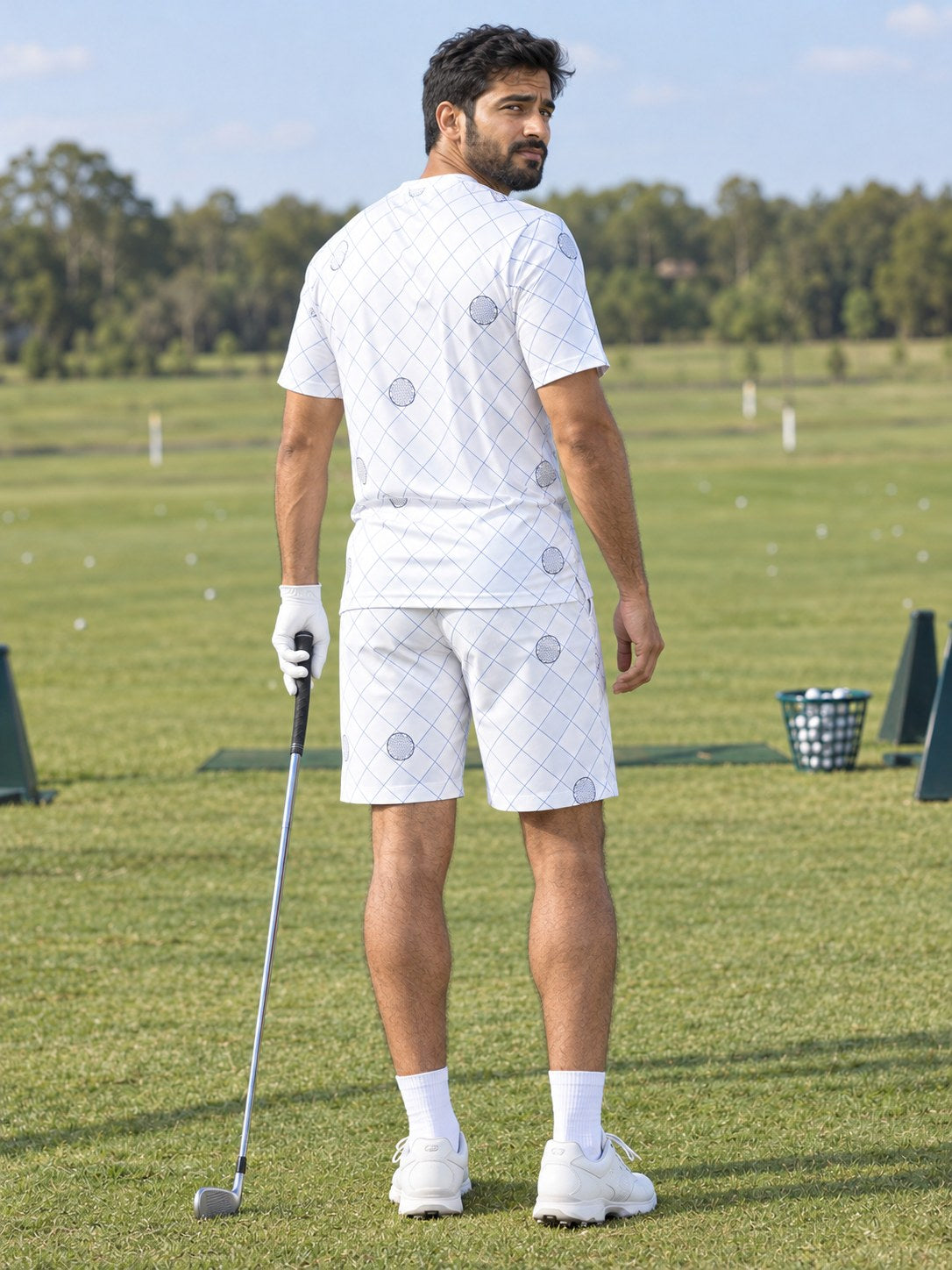 Golf Arctic White Dimple Links Men's Sports Jersey, back view
