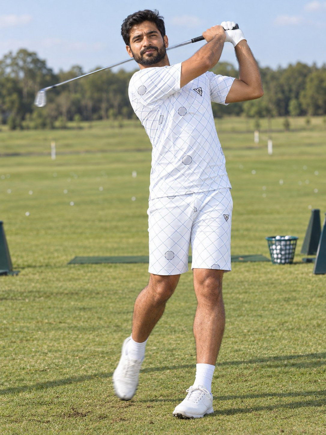 Golf Arctic White Dimple Links Men's Sports Jersey, in action