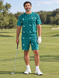 Golf Teal Wave Dimple Links Men's Athletic Shorts with Pockets, front view