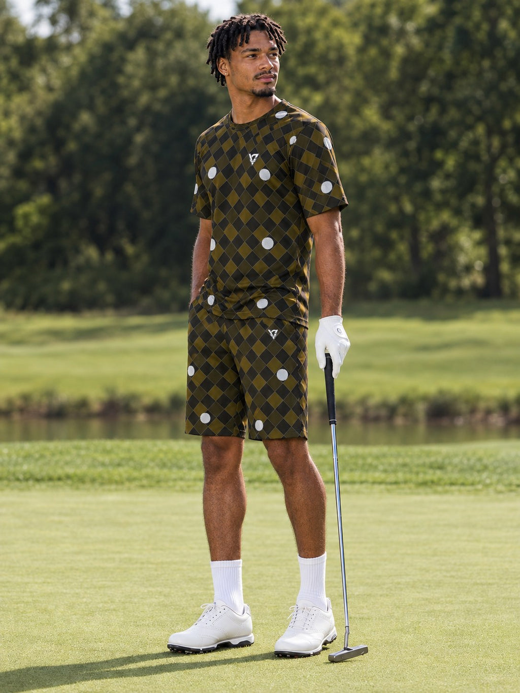 Golf Gold Rush Dimple Links Men's Sports Jersey, side view