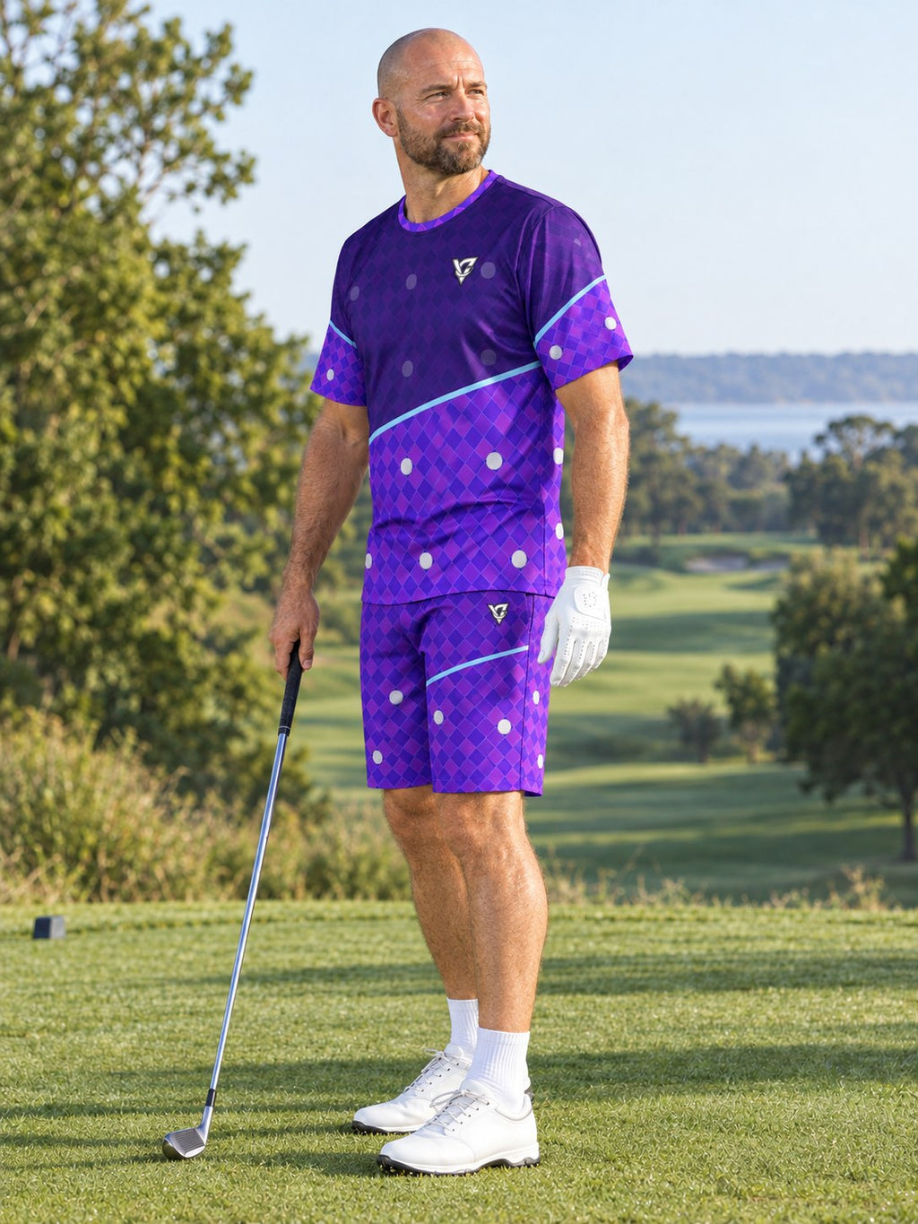 Golf Ultra Violet Dimple Links Men's Athletic Shorts with Pockets, side view