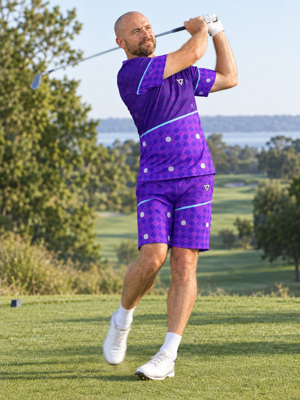 Golf Ultra Violet Dimple Links Men's Sports Jersey, in action