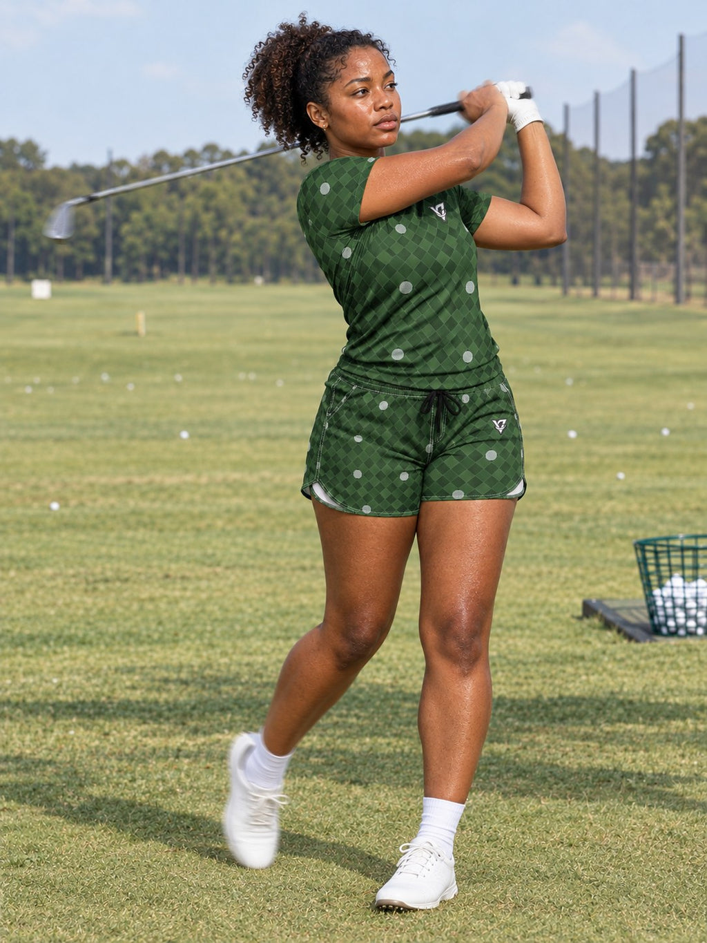 Golf Forest Camo Dimple Links Women's Sports Jersey, in action