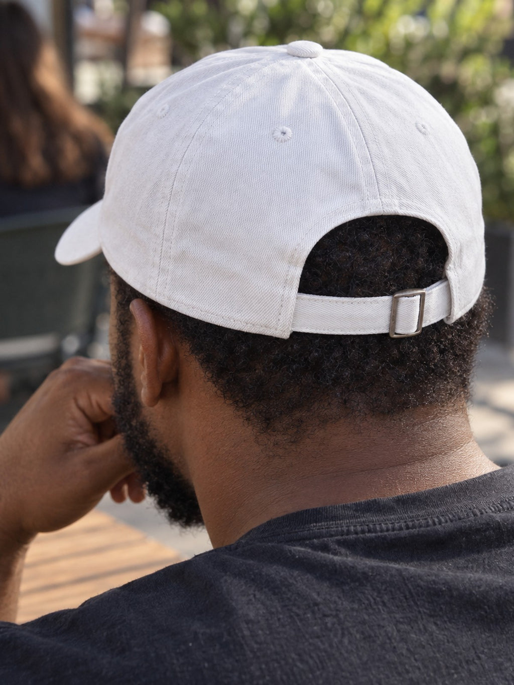 Vantacore Athletic Low Profile Baseball Cap – white dad hat, back strap view