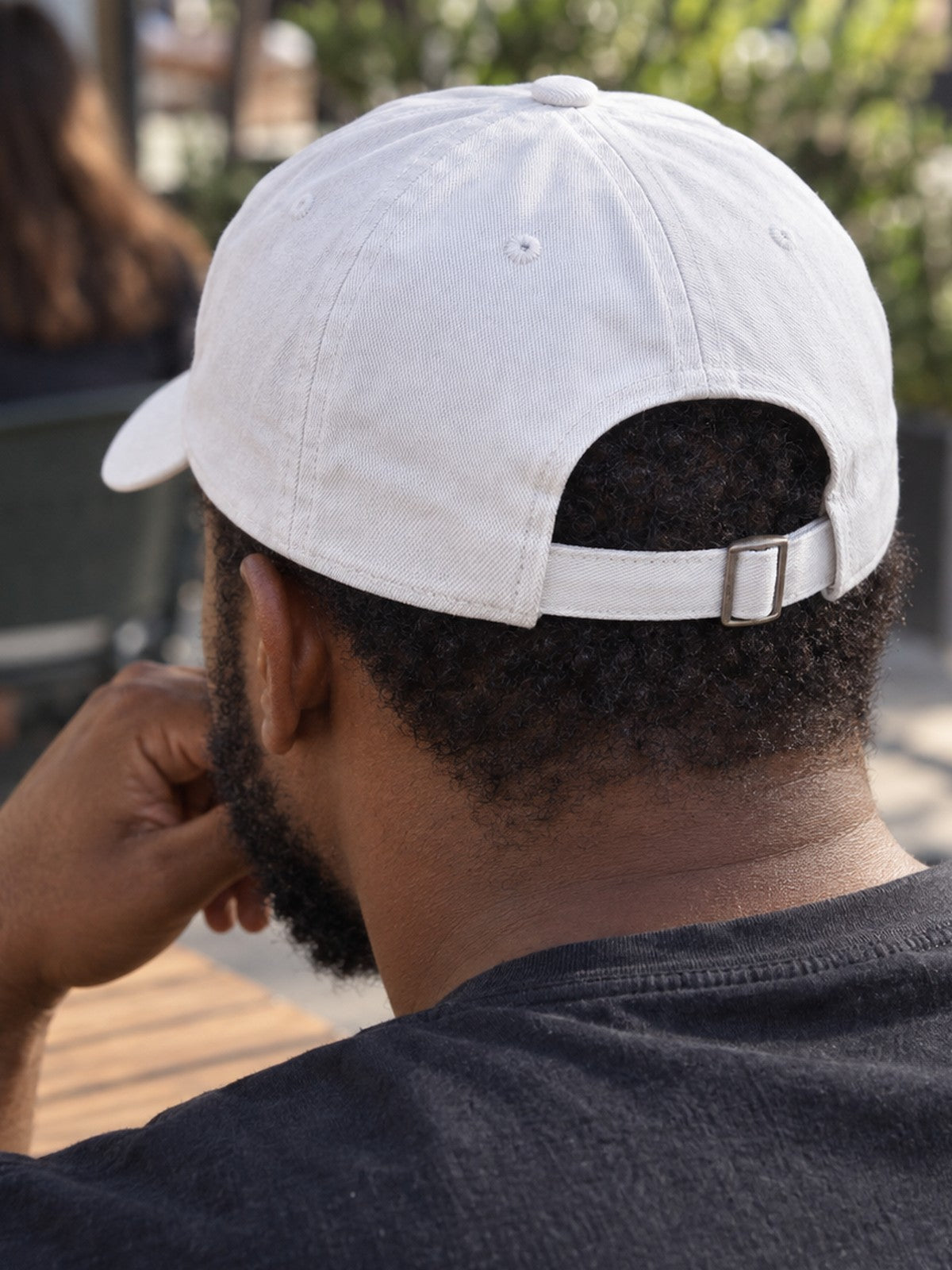 Vantacore Athletic Low Profile Baseball Cap – white dad hat, back strap view