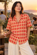 Inferno Ikat button-up shirt worn out