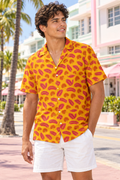 Mango Tango Palm button-up shirt worn out