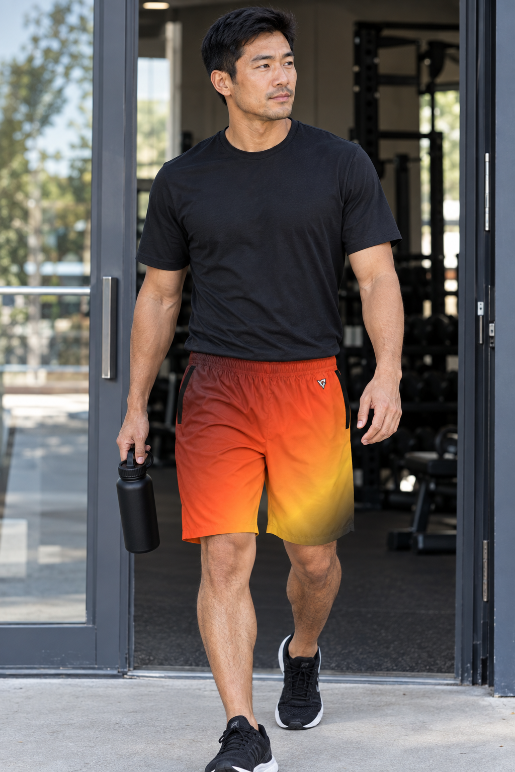 Ember Ombre men's athletic jogger shorts worn on a model