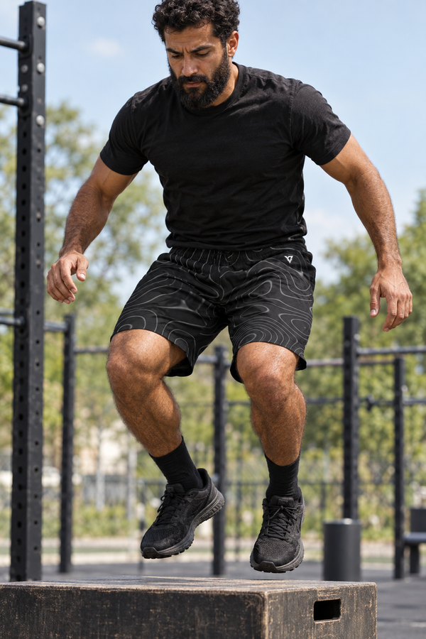 Men's Graphite Topo Performance Jogger Athletic Shorts with Pockets