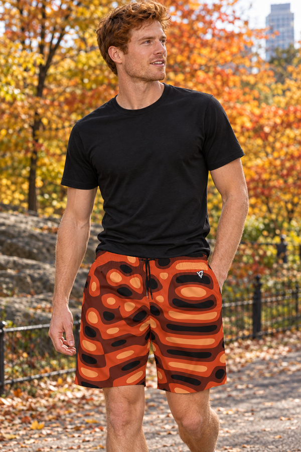 Men's Rust Ripple Performance Jogger Athletic Shorts with Pockets