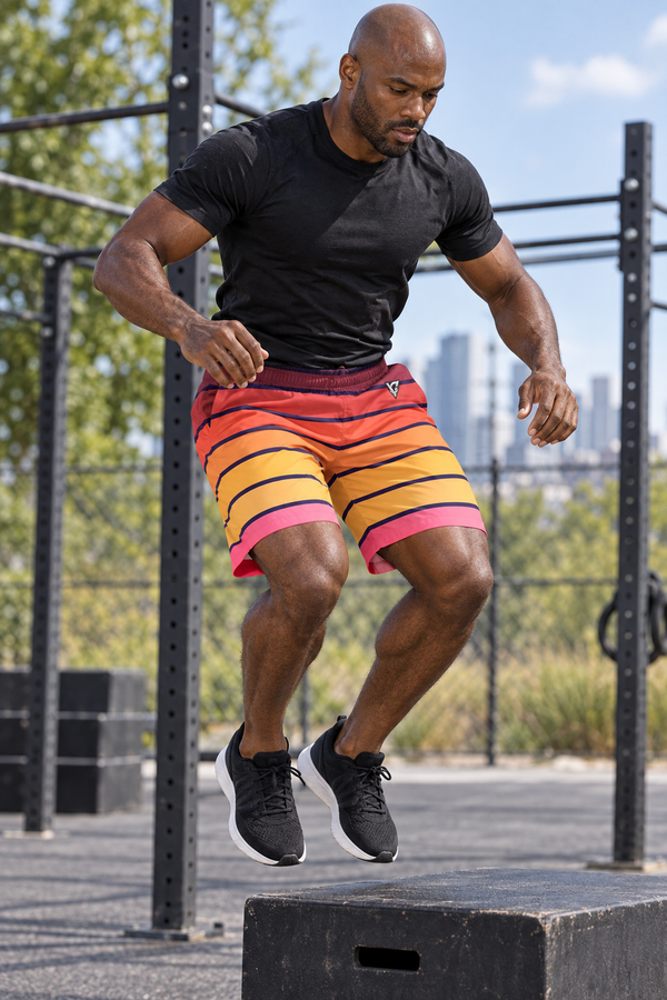 Men's Sunset Horizon Performance Jogger Athletic Shorts with Pockets