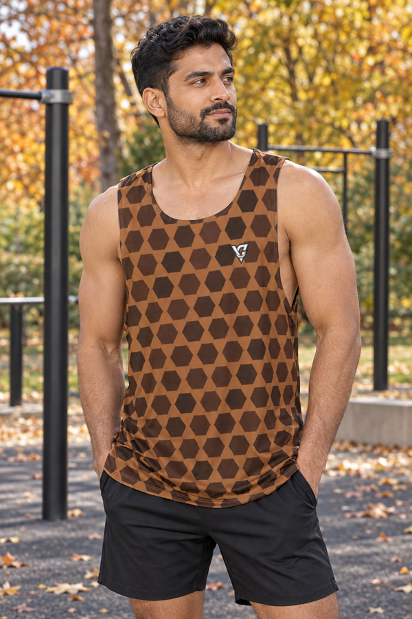 Chestnut Hex Grid Men's Athletic Tank