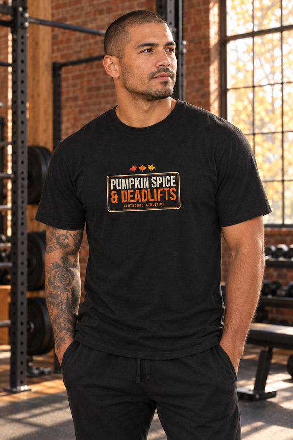 Pumpkin Spice & Deadlifts Men's Graphic Gym T-Shirt