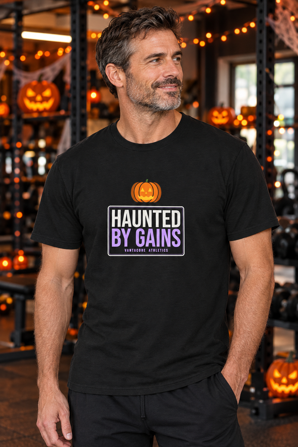 Haunted By Gains | Men's Halloween Graphic Gym T-Shirt