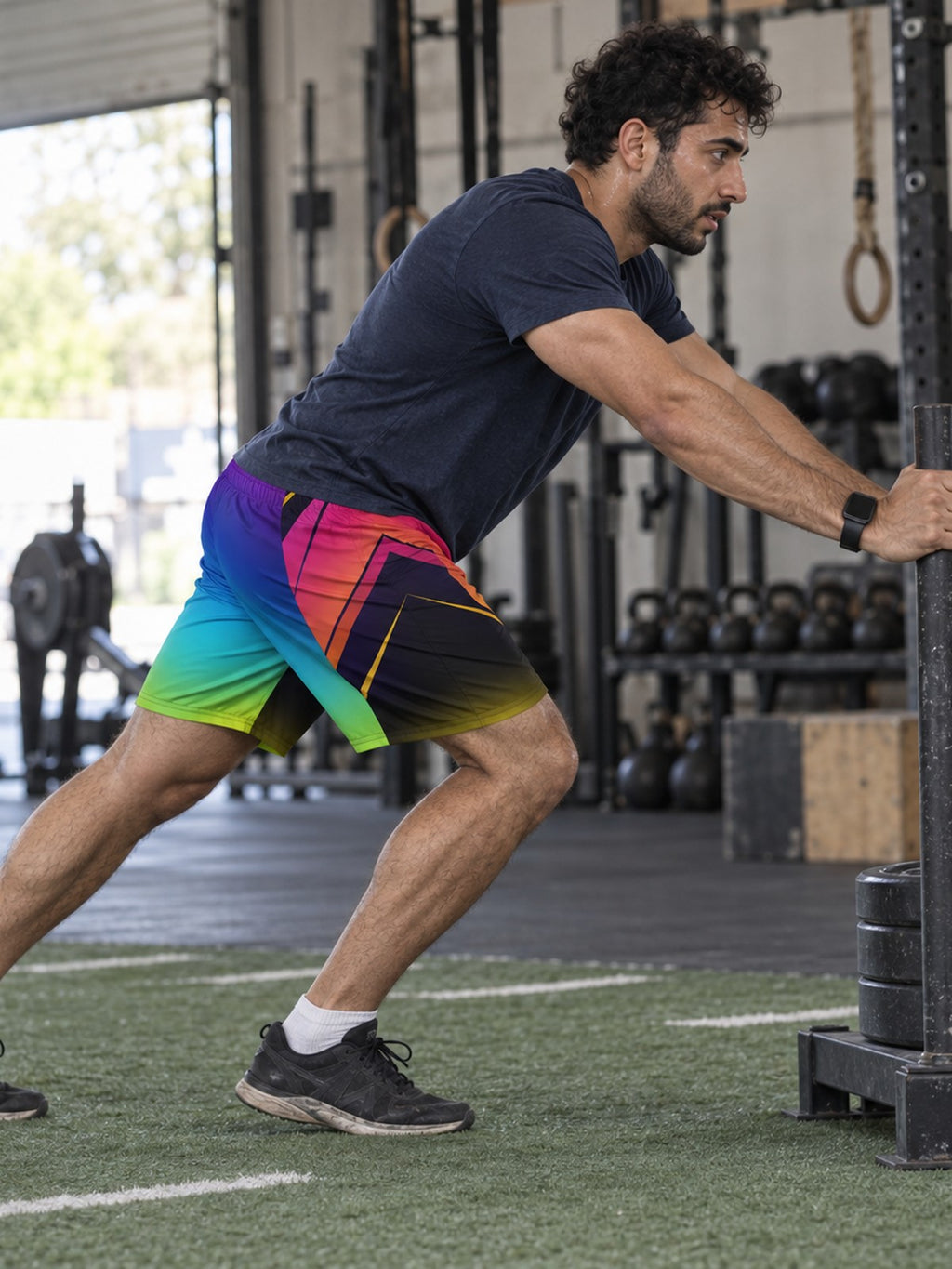 Men's Aurora Fusion Athletic Multipurpose Shorts – gym training, side view