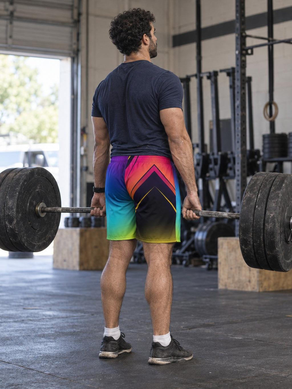 Men's Aurora Fusion Athletic Multipurpose Shorts – gym training, rear view