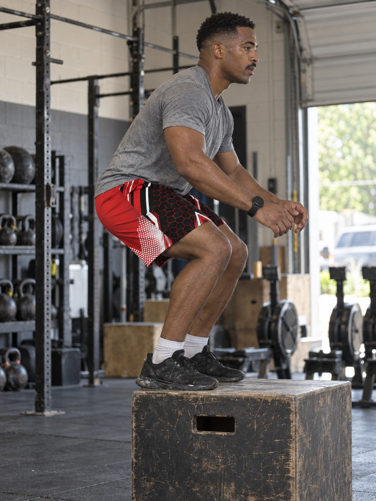 Men's Crimson Hex Elite Athletic Multipurpose Shorts – gym training, side view
