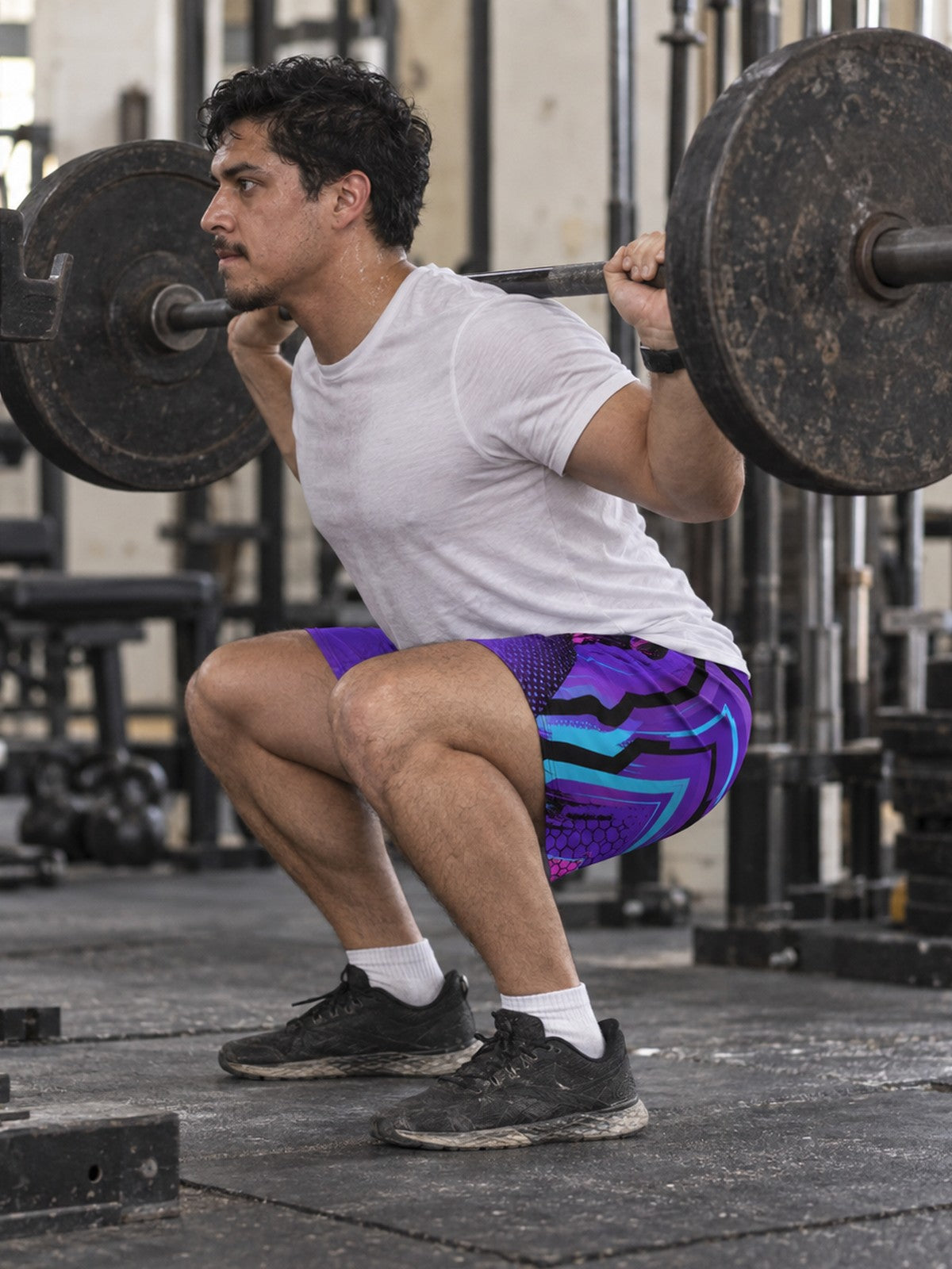 Men's Electric Vortex Athletic Multipurpose Shorts – gym training, side view