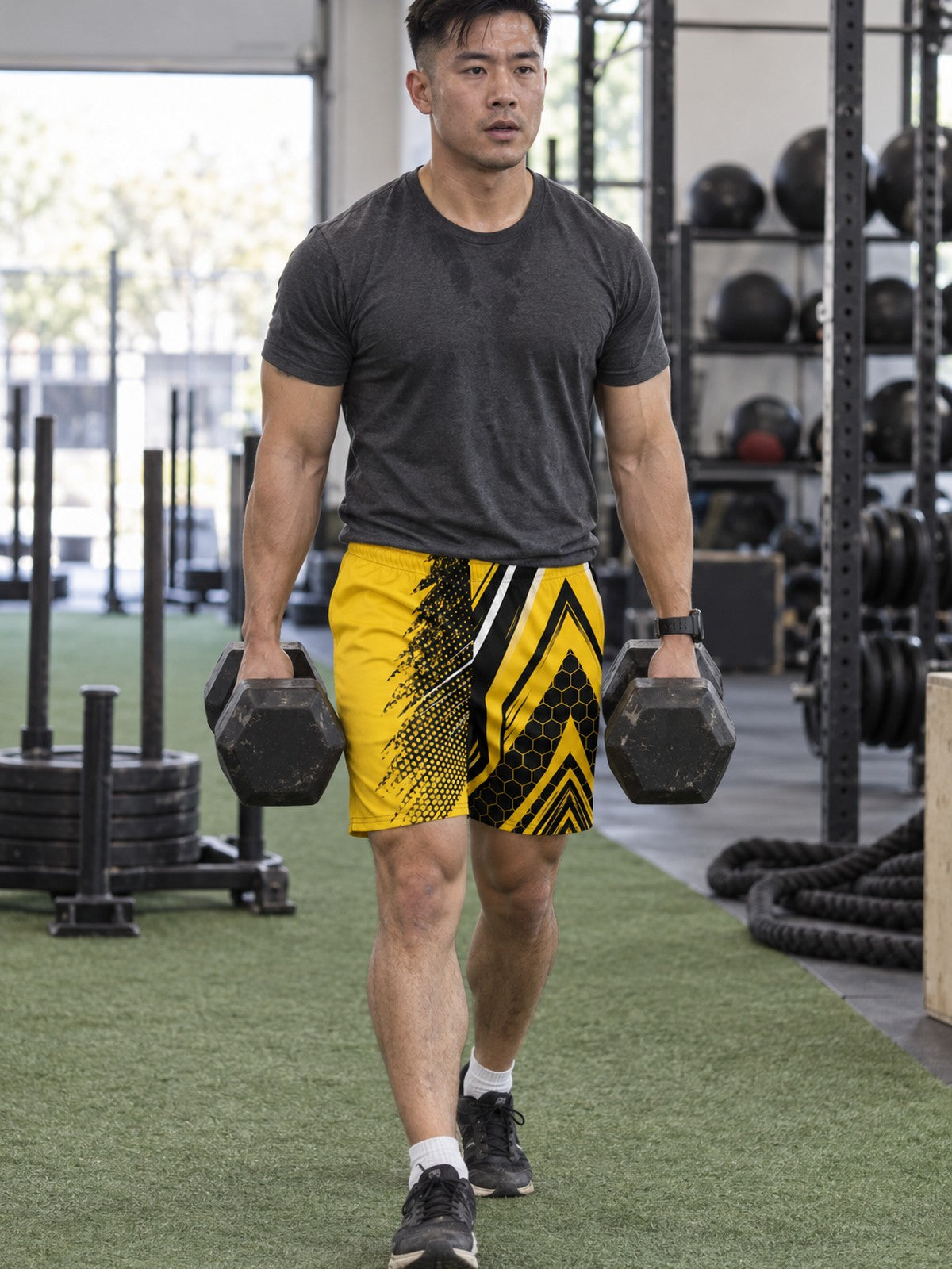 Men's Golden Apex Athletic Multipurpose Shorts – gym training, front view