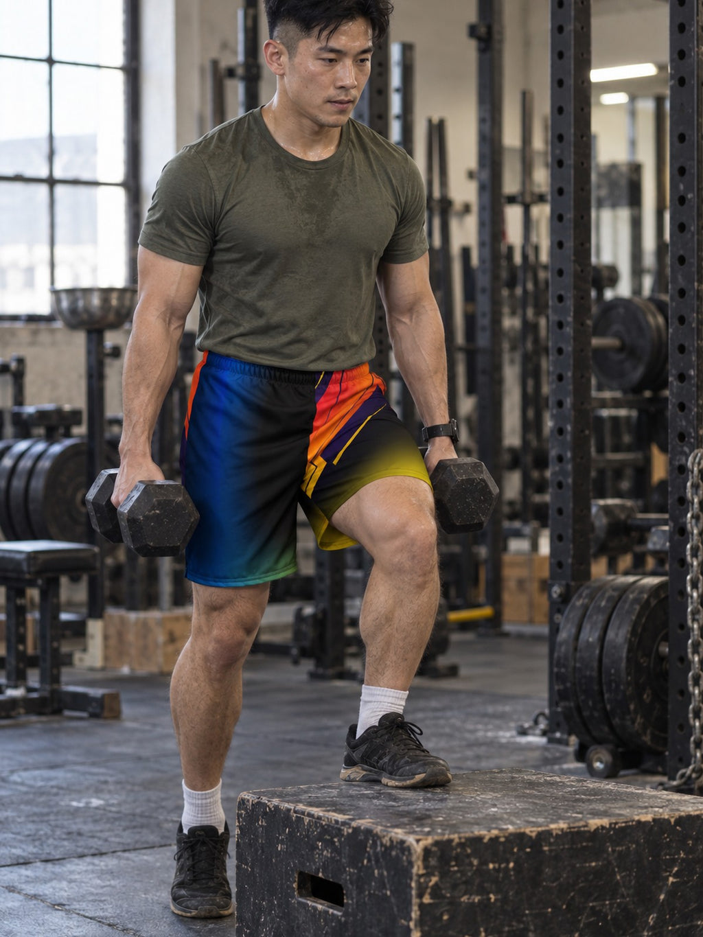 Men's Midnight Horizon Athletic Multipurpose Shorts – gym training, front view