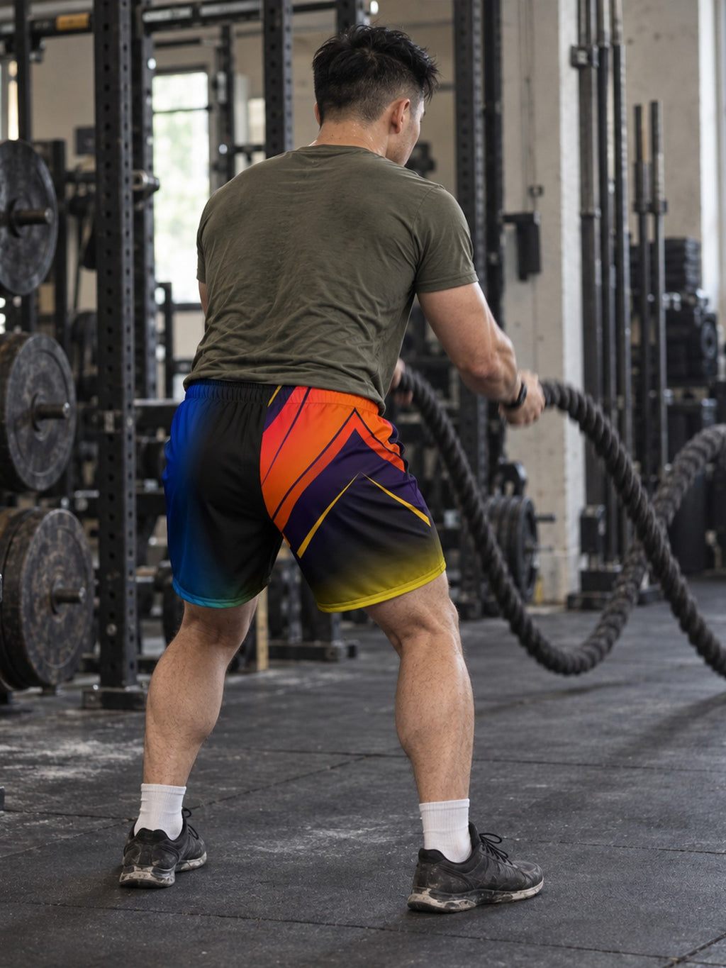 Men's Midnight Horizon Athletic Multipurpose Shorts – gym training, rear view