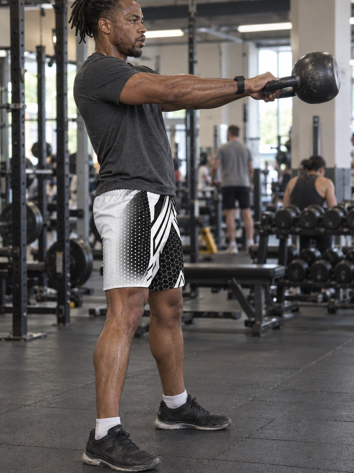 Men's Monochrome Apex Athletic Multipurpose Shorts – gym training, side view