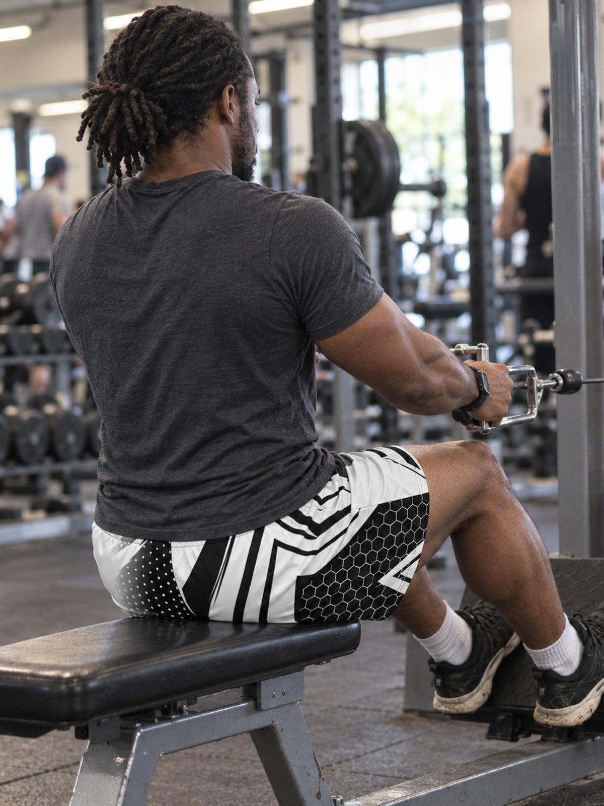 Men's Monochrome Apex Athletic Multipurpose Shorts – gym training, rear view