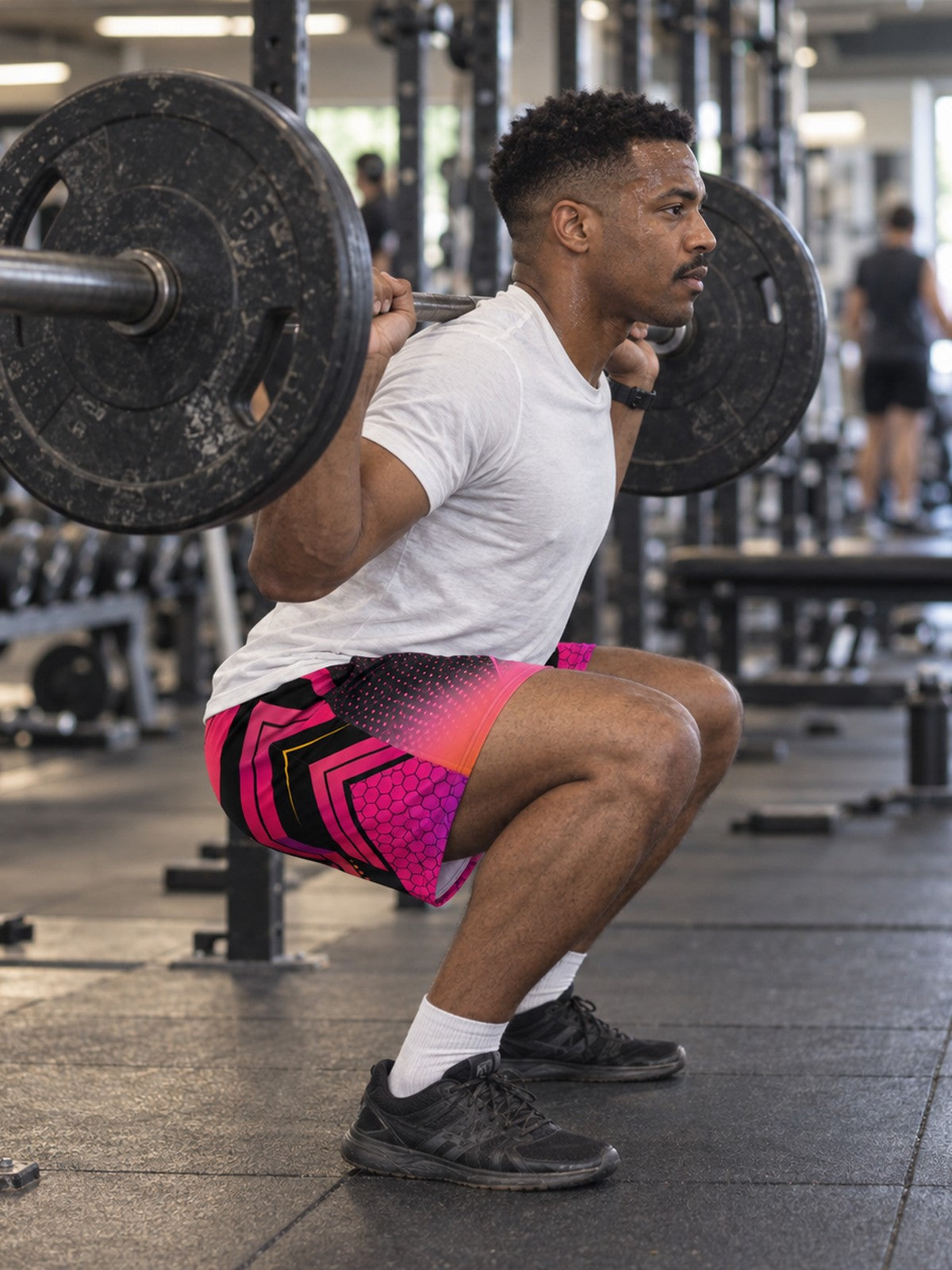 Men's Neon Magenta Inferno Athletic Multipurpose Shorts – gym training, side view