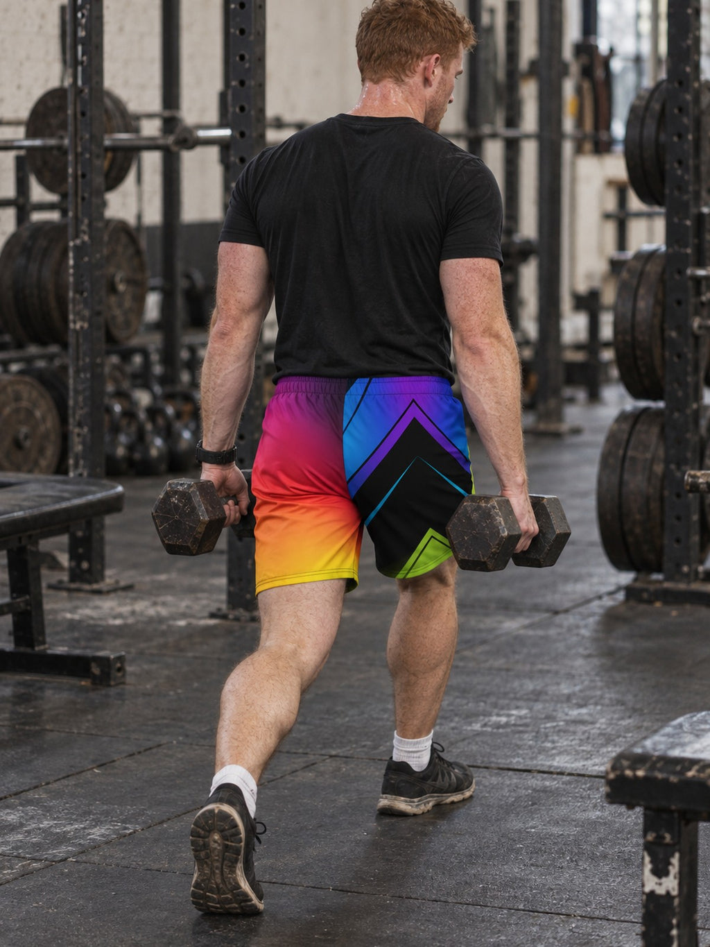 Men's Prism Velocity Athletic Multipurpose Shorts – gym training, rear view