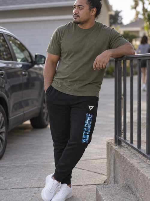 Man wearing the Arctic Lightning Men's Joggers