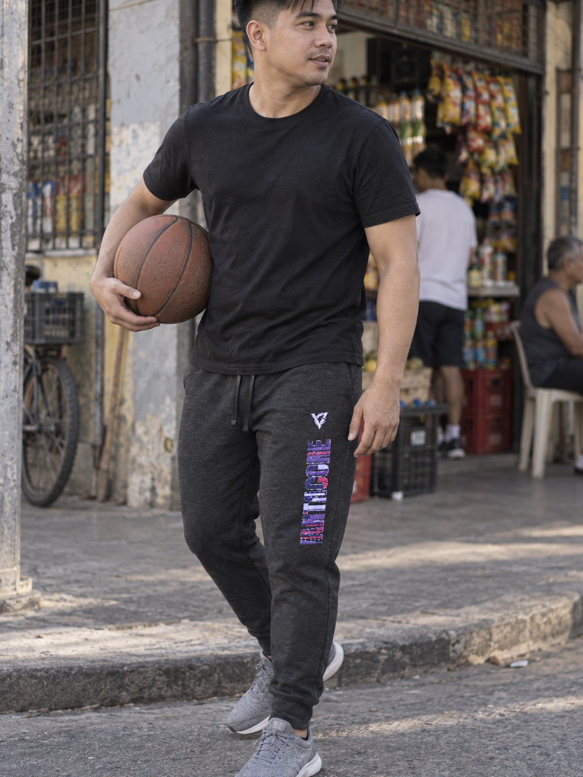 Man wearing the Royal Glitch Men's Joggers