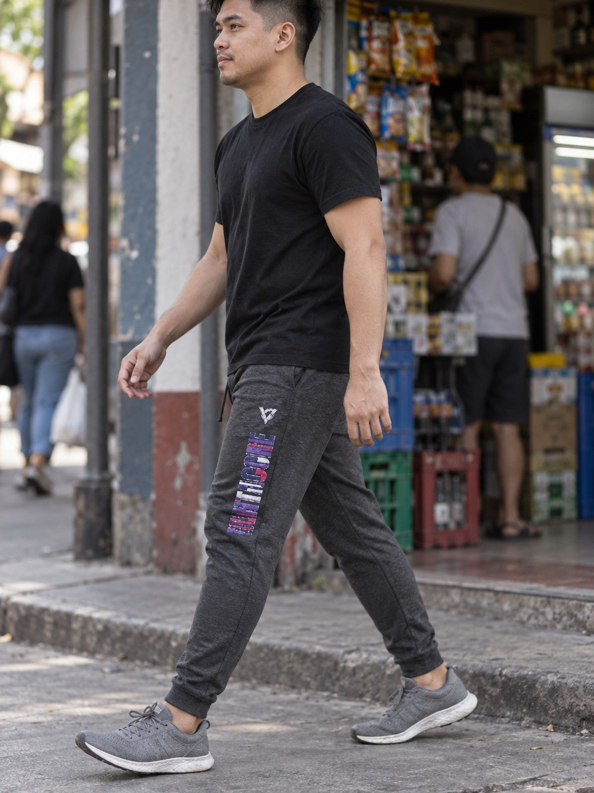 Man wearing the Royal Glitch Men's Joggers