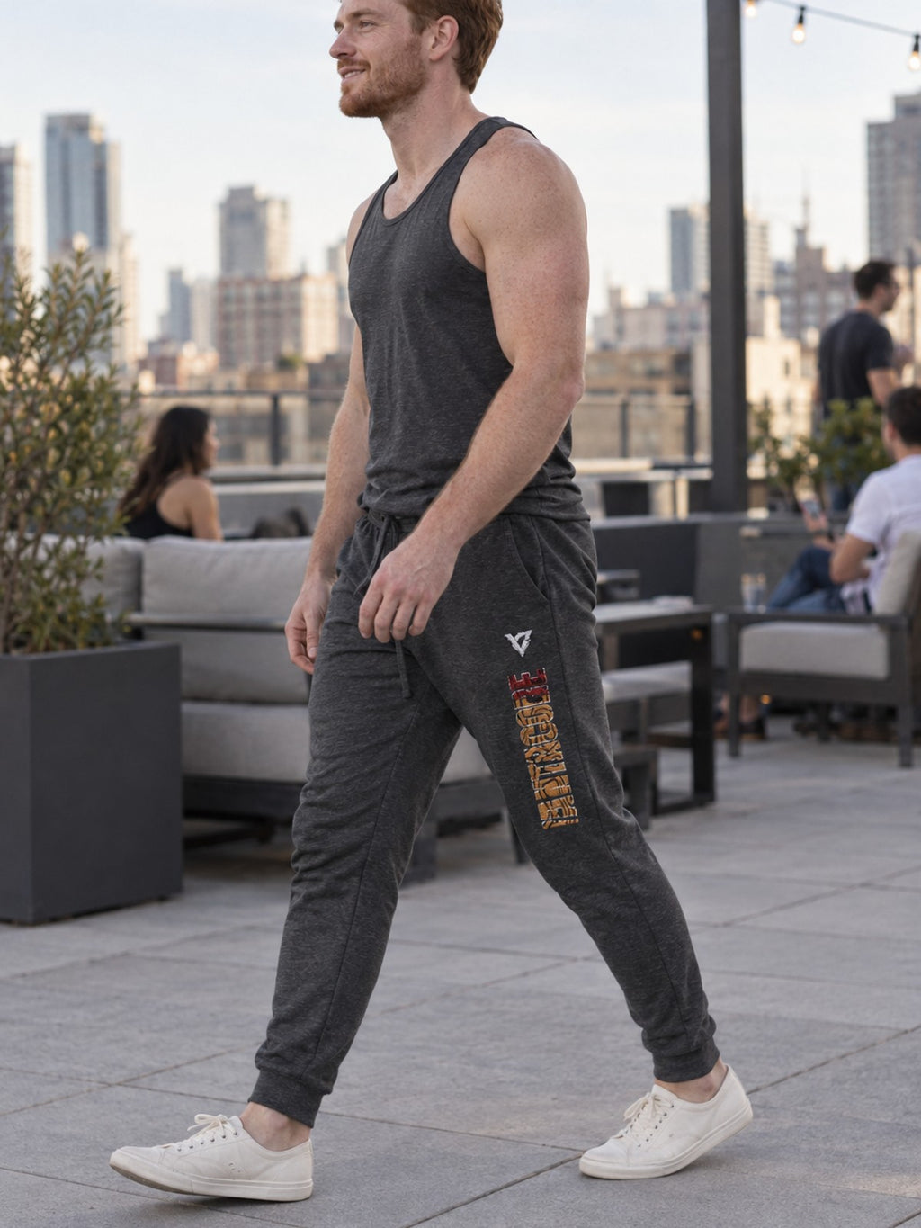 Man wearing the Desert Tiger Stripe Men's Joggers