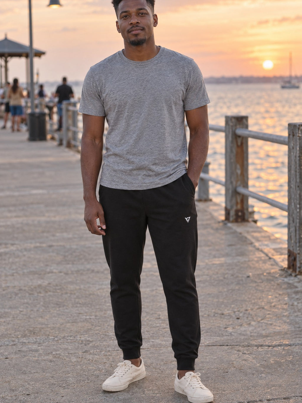 Man wearing the Classic V Logo Men's Joggers