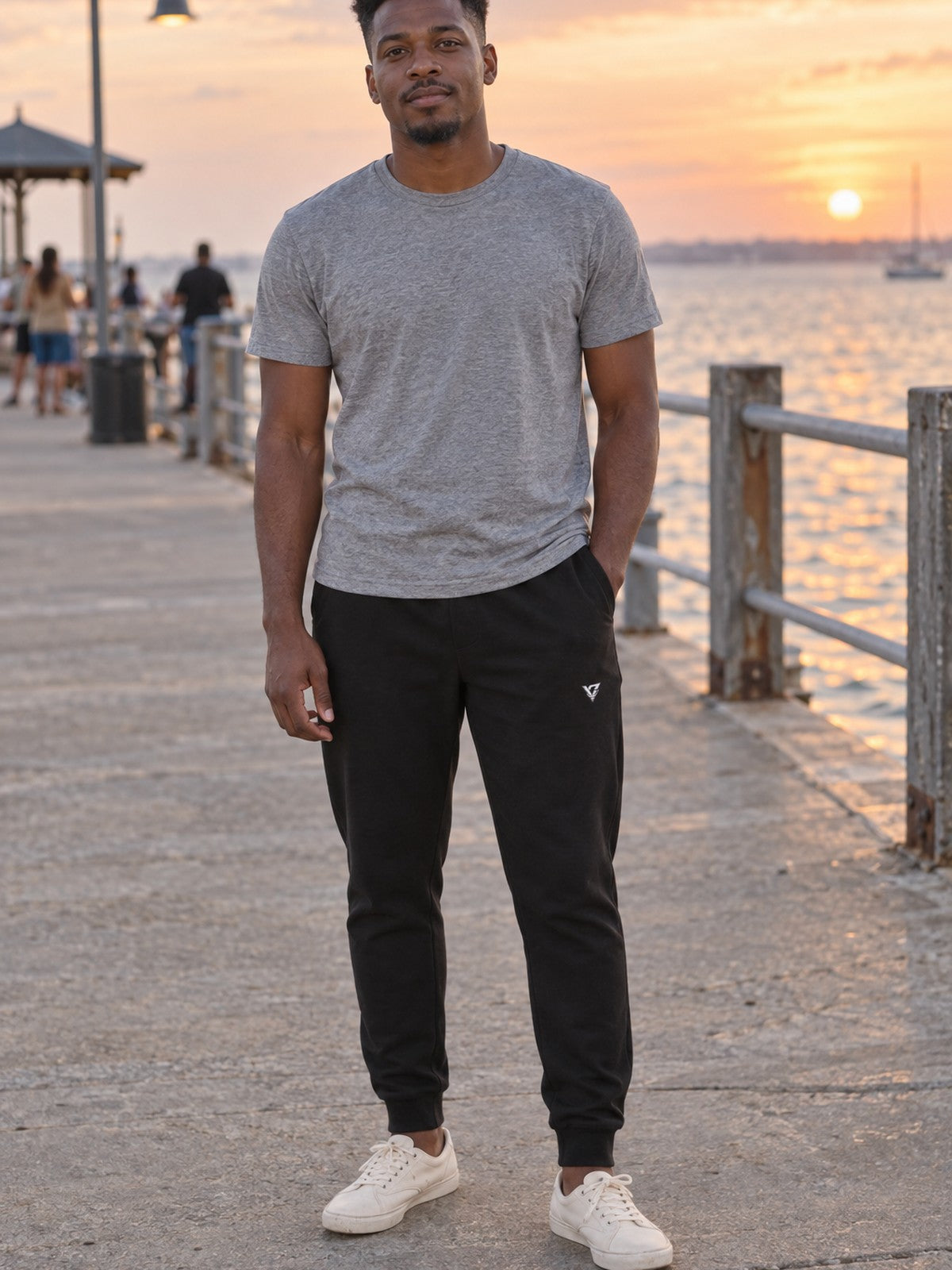 Man wearing the Classic V Logo Men's Joggers